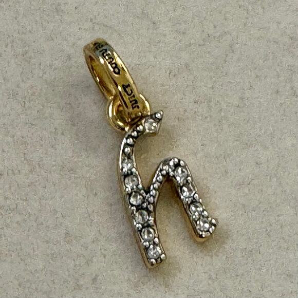 VTG Juicy Couture H Initial Lowercase Script Mini Charm Gold Tone Delicate - Picture 1 of 5